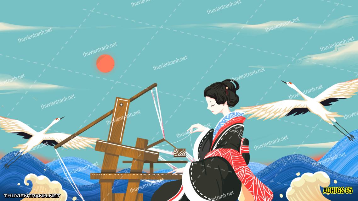 Tranh dán tường Cô gái  Nhật Bản mặc kimono, tranh minh họa cô gái Nhật Bản xưa -ADHJGS-65 - Kết quả tìm kiếm tranh tường